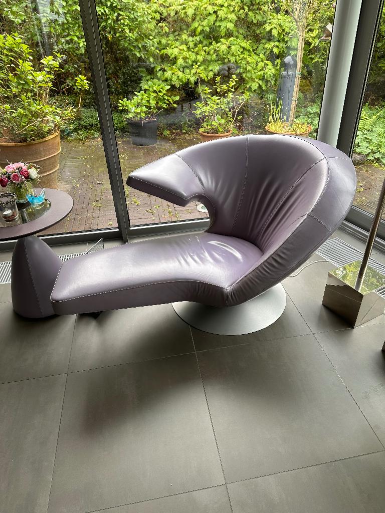 Leolux parabolica design fauteuil, Ophalen, 125 tot 150 cm, Leer, Zo goed als nieuw
