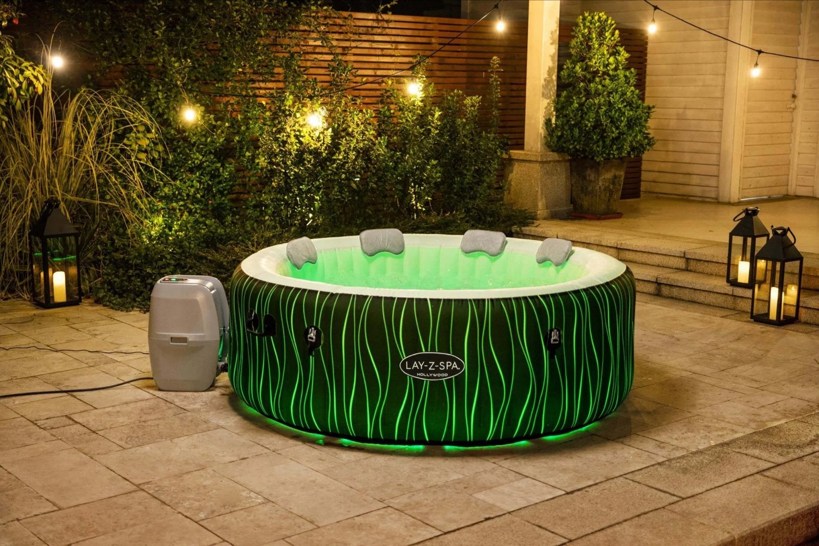 Lay-Z-Spa Hollywood opblaasbare jacuzzi met LED-verlichting, Ophalen, Gebruikt, Afdekzeil, Opblaasbaar