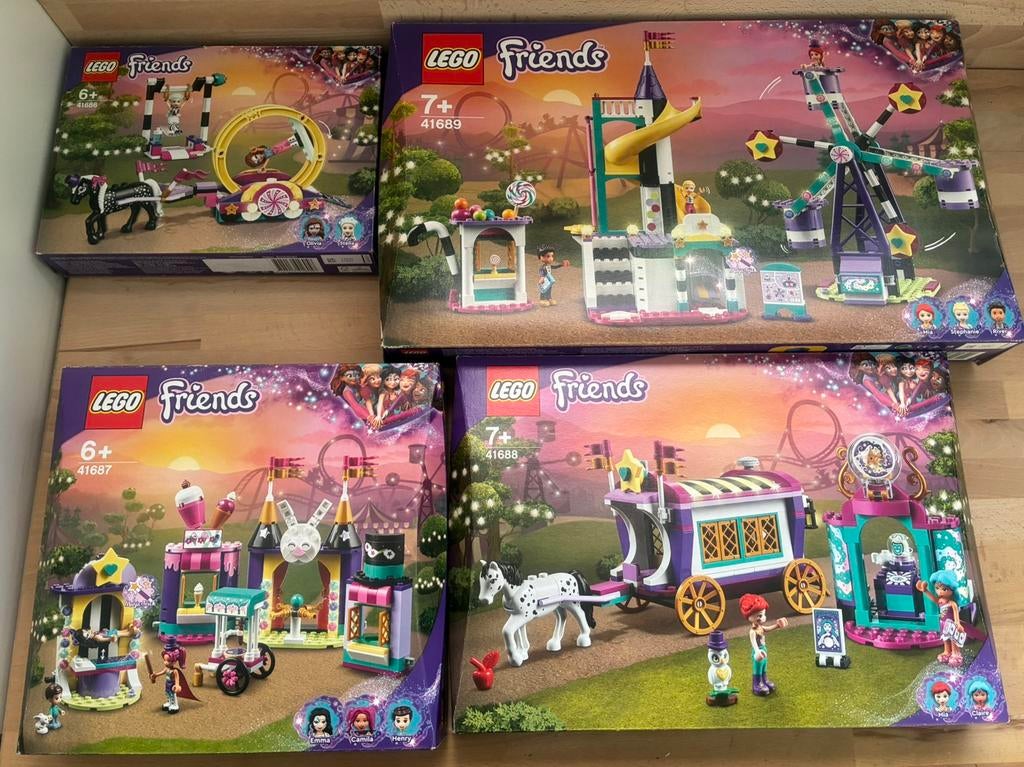 Lego friends circus 41686 41689 41688 41687 kermis, Ophalen of Verzenden, Gebruikt, Lego