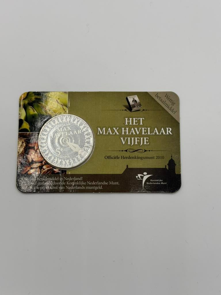 Zwaar verzilverde 5 Euro 2010 Max Havelaar Vijfje, Postzegels en Munten, Munten | Europa | Euromunten, Ophalen of Verzenden, Overige landen