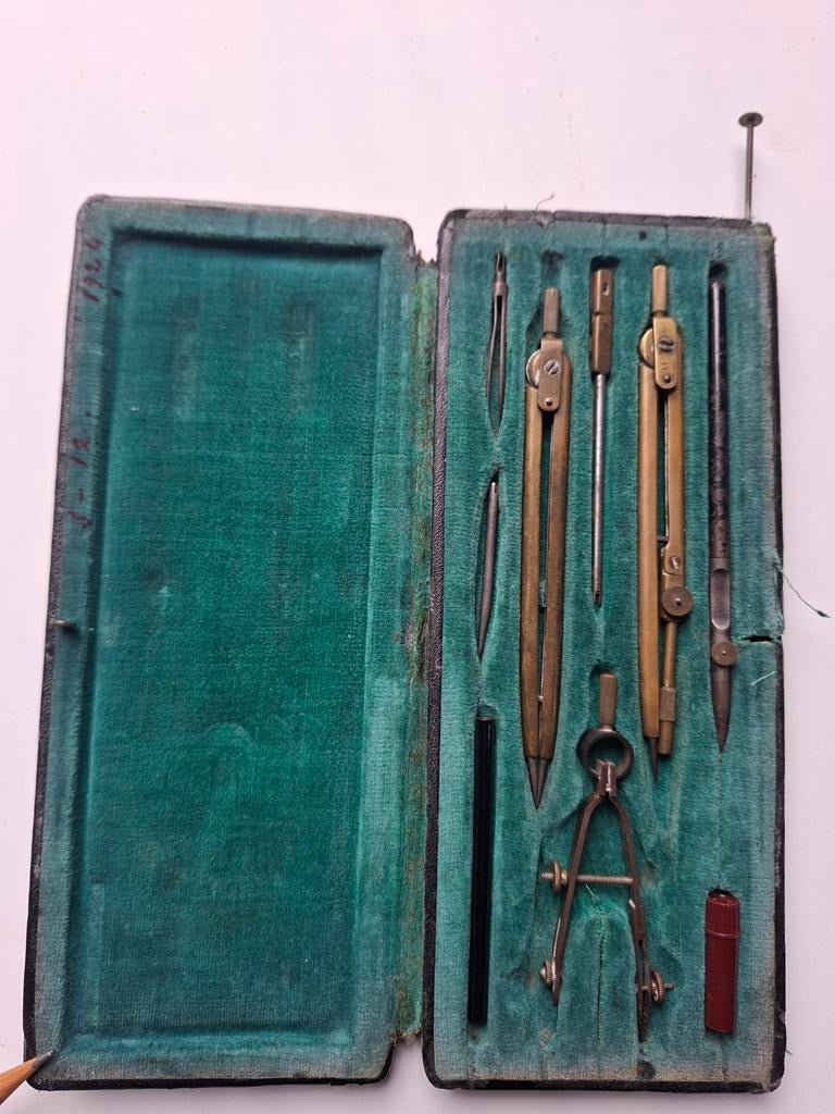 vintage/antiek teken gerei  passerset en linealen, Ophalen of Verzenden