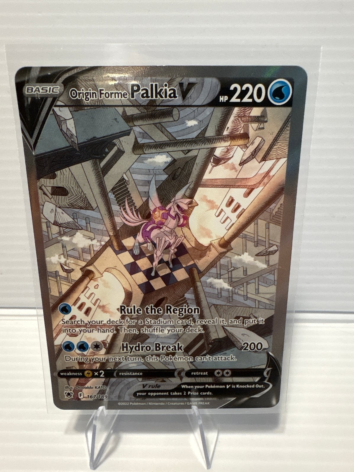 Origin Forme Palkia V 167/189 Astral Radiance Pokémon Kaart, Ophalen of Verzenden, Zo goed als nieuw, Losse kaart, Foil