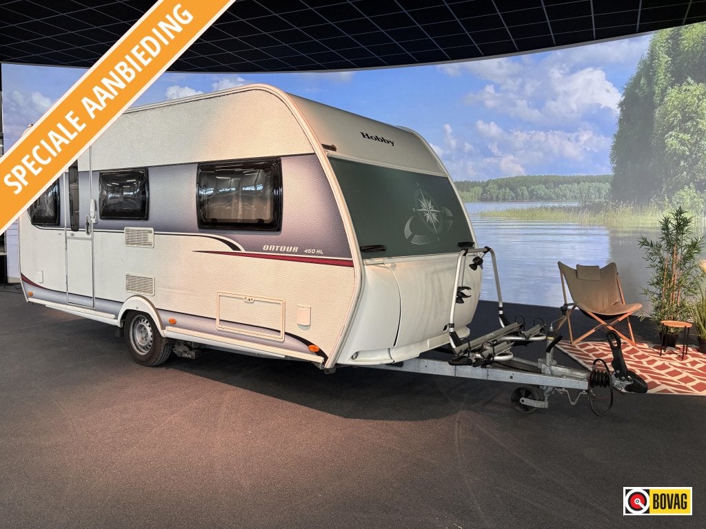 Hobby On Tour 460 HL zonnepaneel / fietdrager lengte bedden, Hobby, Tot en met 2, Bedrijf, Fietsenrek
