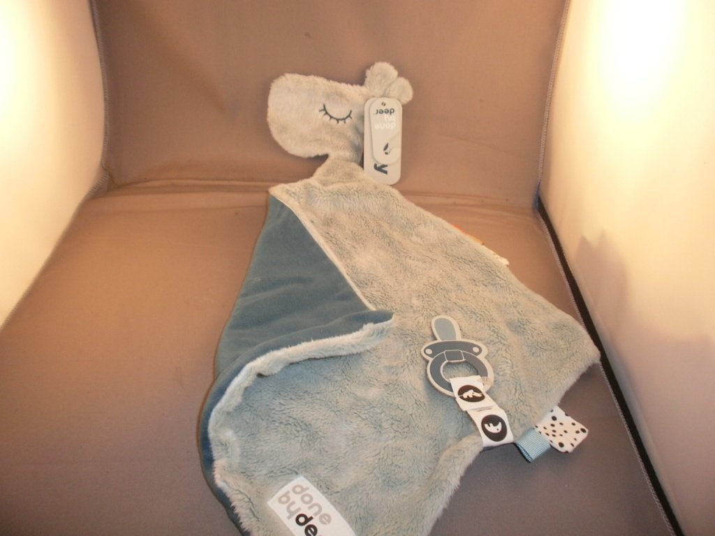 done by deer cozy doek velours/tricot stof 30x30 ogen dicht, Kinderen en Baby's, Speelgoed | Knuffels en Pluche, Groen, Overige merken