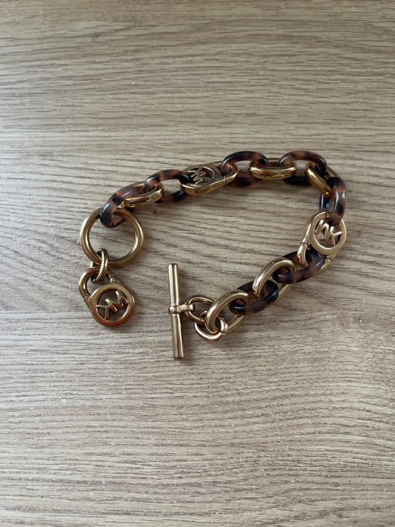 Michael Kors Armband - Luipaardprint en Goudkleurig, Sieraden, Tassen en Uiterlijk, Armbanden, Ophalen of Verzenden, Gebruikt