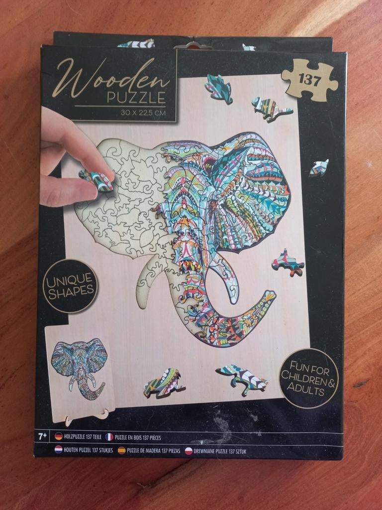 Houten puzzel - Olifant - 137 stukjes, Ophalen of Verzenden, Minder dan 500 stukjes, Zo goed als nieuw