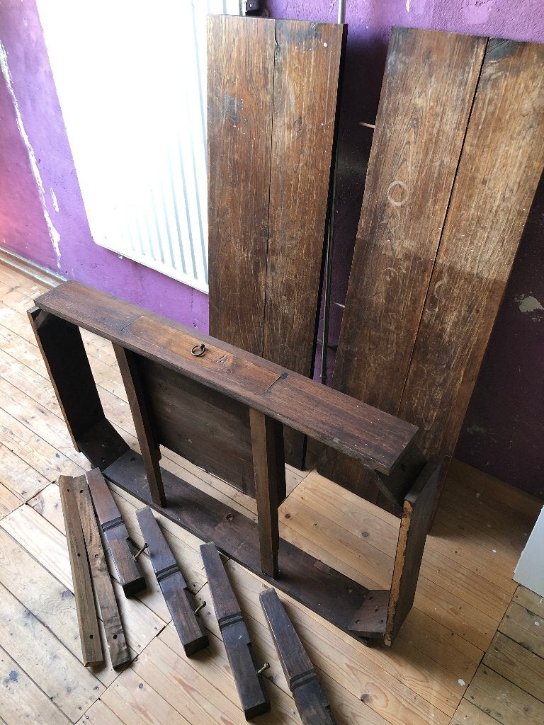 Teak salontafel met lade, Ophalen, Gebruikt, 100 tot 150 cm, Teakhout