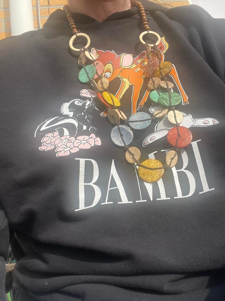 Zwarte Bambi sweater hoodie L past 40/42, Ophalen of Verzenden, Zo goed als nieuw, Zwart