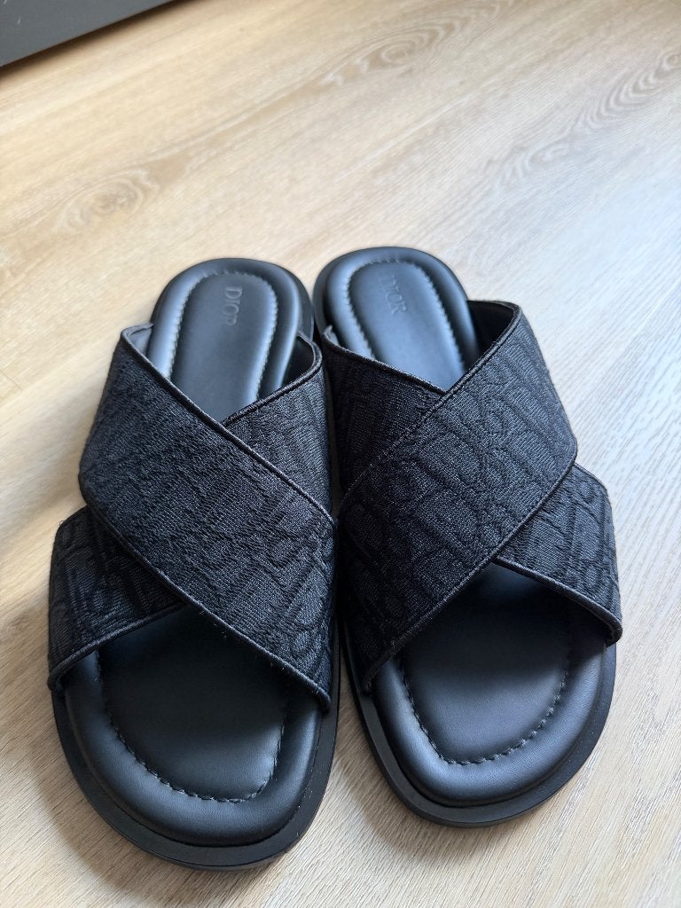 Dior oblique jacquard sandalen, Zwart, Ophalen of Verzenden, Zo goed als nieuw, Sandalen