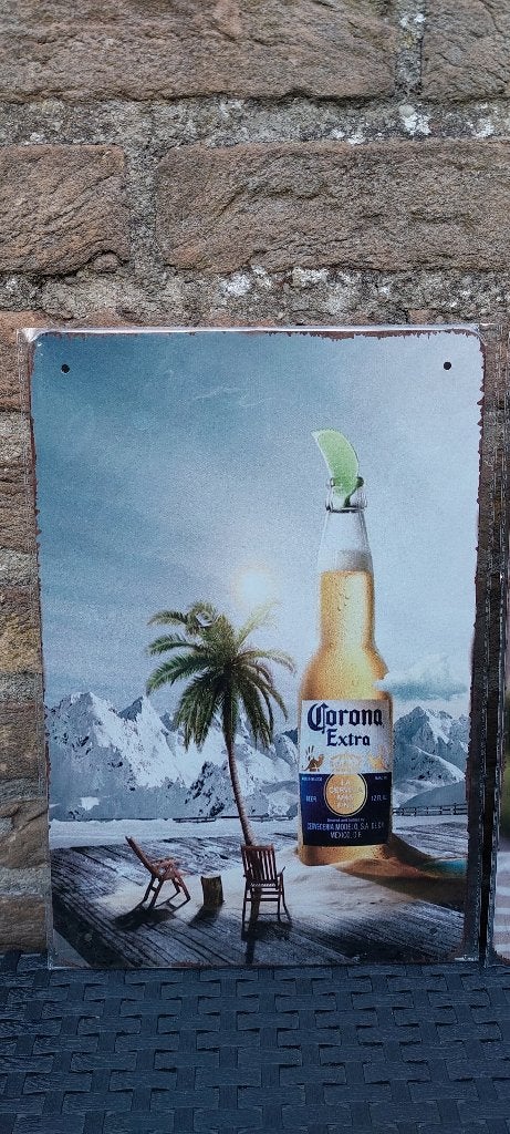 Metalen reclamebord Corona (nr10), Ophalen of Verzenden, Nieuw, Reclamebord, Plaat of Schild, Overige merken