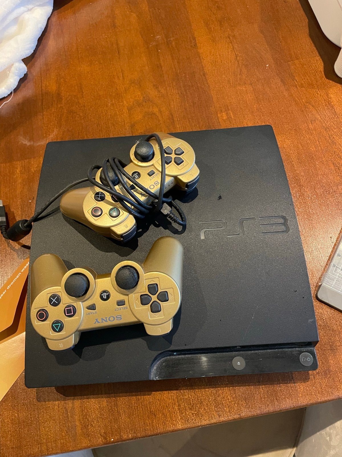 Sony PlayStation 3 (PS3) met 2 controllers, Spelcomputers en Games, Ophalen of Verzenden, Gebruikt, Met 2 controllers, Slim