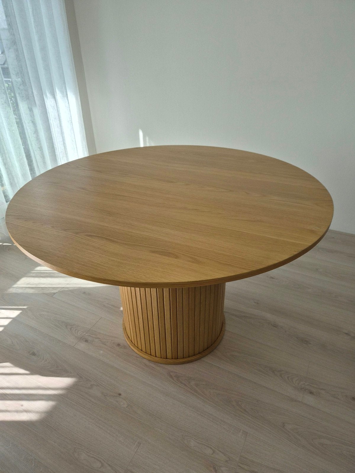 Japandi ronde eettafel eiken 120cm, Ophalen, Rond, Zo goed als nieuw, 100 tot 150 cm