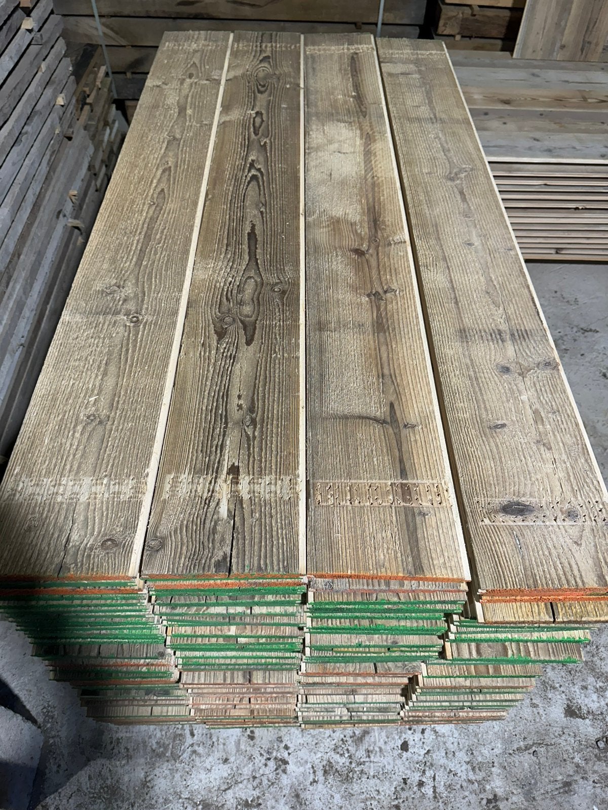 Oud steigerhout met tand en groef, Tuin en Terras, Ophalen, Zo goed als nieuw, 250 cm of meer, Planken