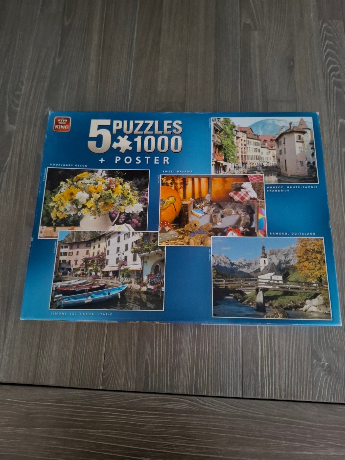 King 5 Legpuzzels 1000 stukjes + Poster, Ophalen of Verzenden, 500 t/m 1500 stukjes, Zo goed als nieuw, Legpuzzel