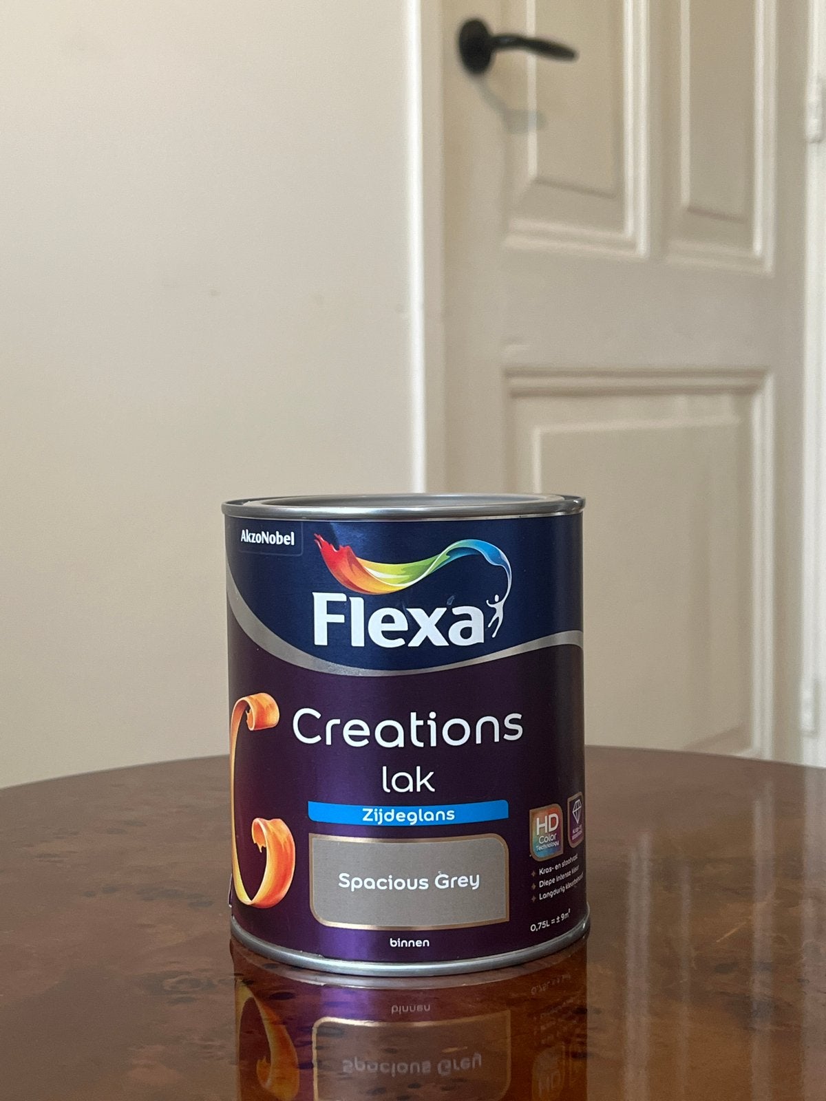 Flexa Creations Lak Zijdeglans - Spacious Grey, Doe-het-zelf en Verbouw, Verf, Beits en Lak, Nieuw, Lak, Minder dan 5 liter, Grijs