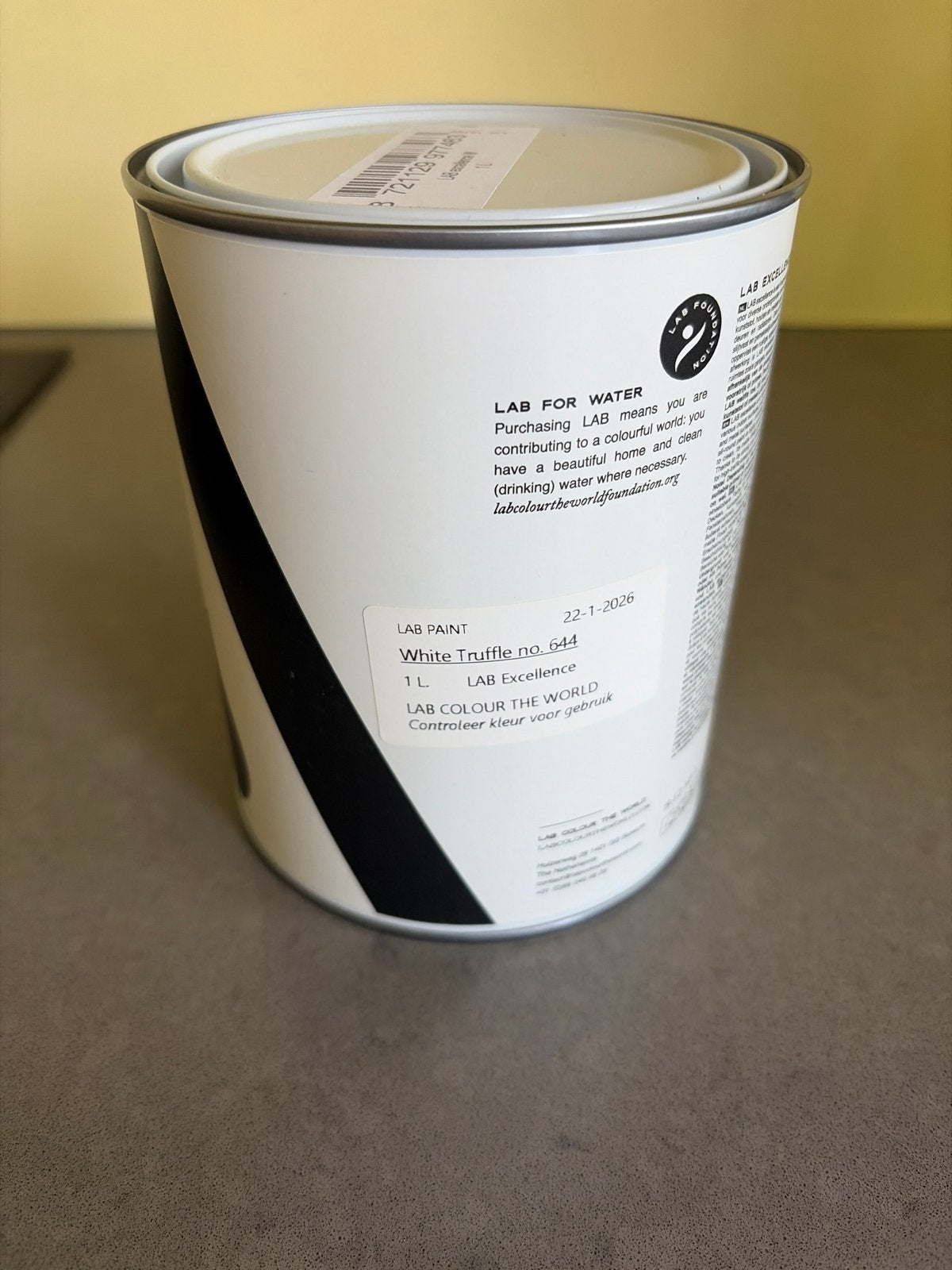 LAB Paint White Truffle (licht beige) no. 644 - 1L, Ophalen, Overige kleuren, Nieuw, Verf