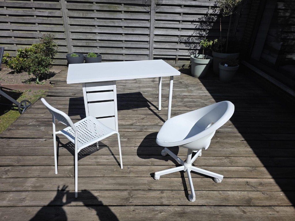 Zo goed als nieuw complete bureau, incl. 2 stoelen+zitkussen, Ophalen, 120 cm, Scandinavisch, Hout