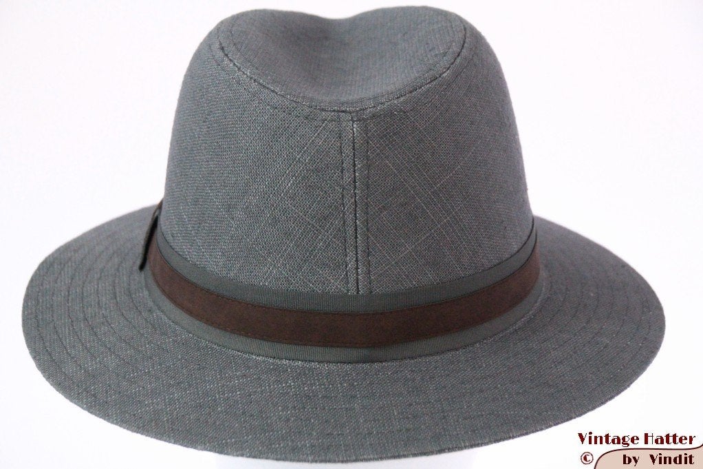 Outdoor gleufhoed Hawkins blauwig grijs linnen maat 61 nieuw, 60 cm (XL, 7½ inch) of meer, Hoed, Nieuw, Ophalen of Verzenden