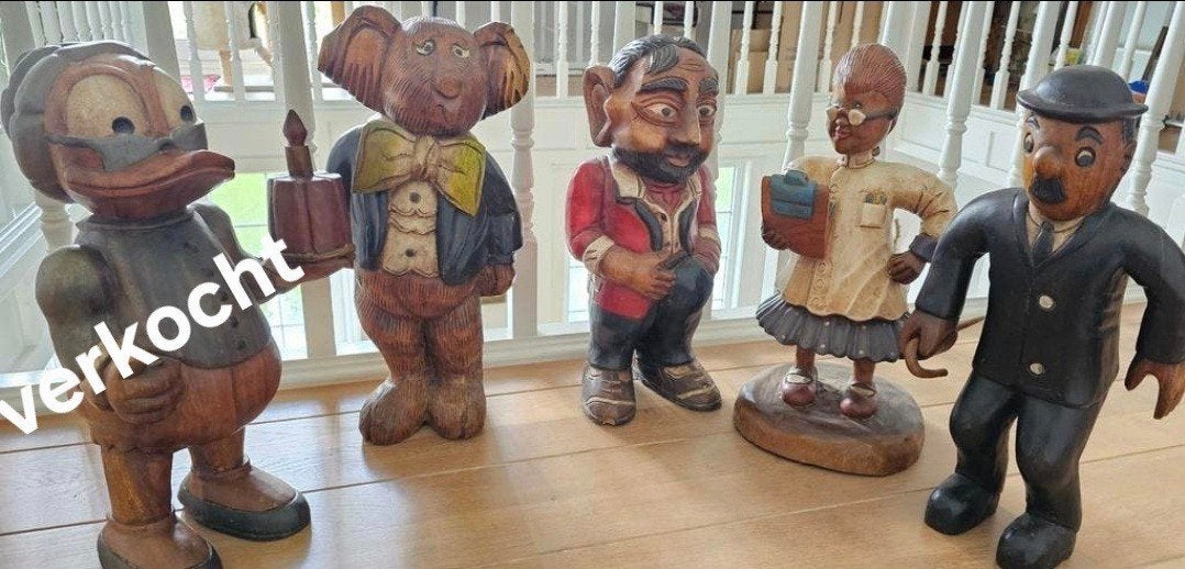 Massief Vintage houten beelden -54 cm hoog- alleen ophalen!, Antiek en Kunst, Kunst | Beelden en Houtsnijwerken, Ophalen, Hout