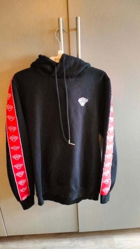 Zwarte hoodie met rode strepen Black Bananas, Maat 52/54 (L), Onbekend, Zwart, Ophalen of Verzenden