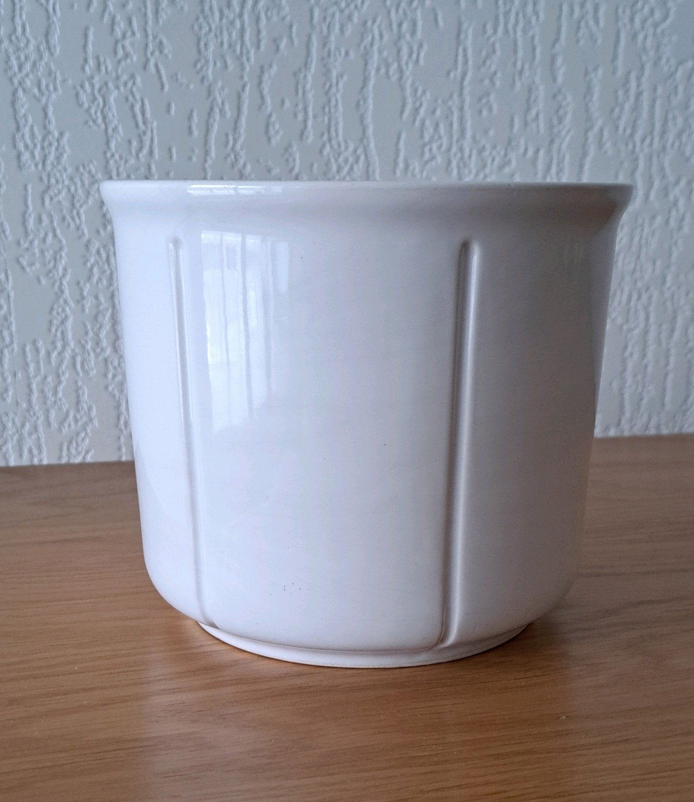 Vintage bloempot - met strepen, Ophalen of Verzenden
