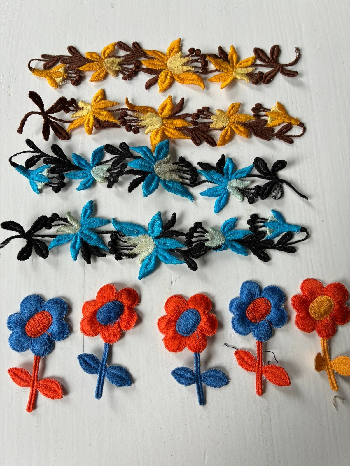 Applicaties geborduurd bloemen vintage, Ophalen of Verzenden, Gebruikt