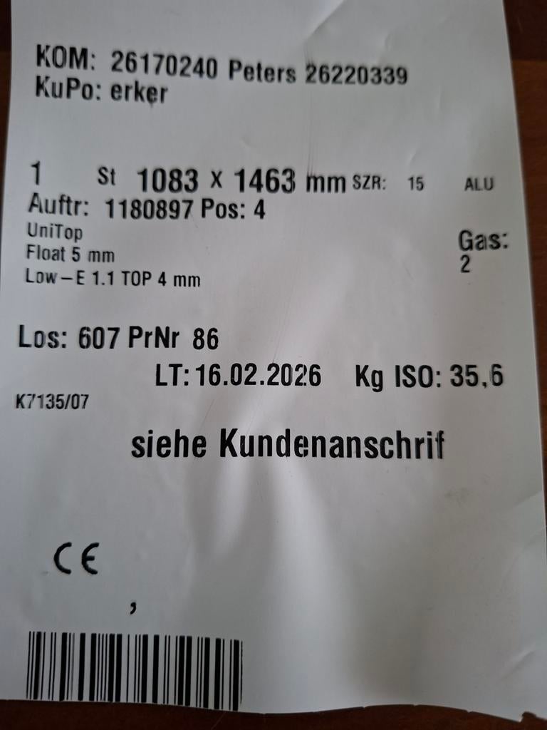 Nieuw hr ++ ruit 1083x1463mm, Gevelraam of Ruit, 80 tot 120 cm, Nieuw, Ophalen of Verzenden