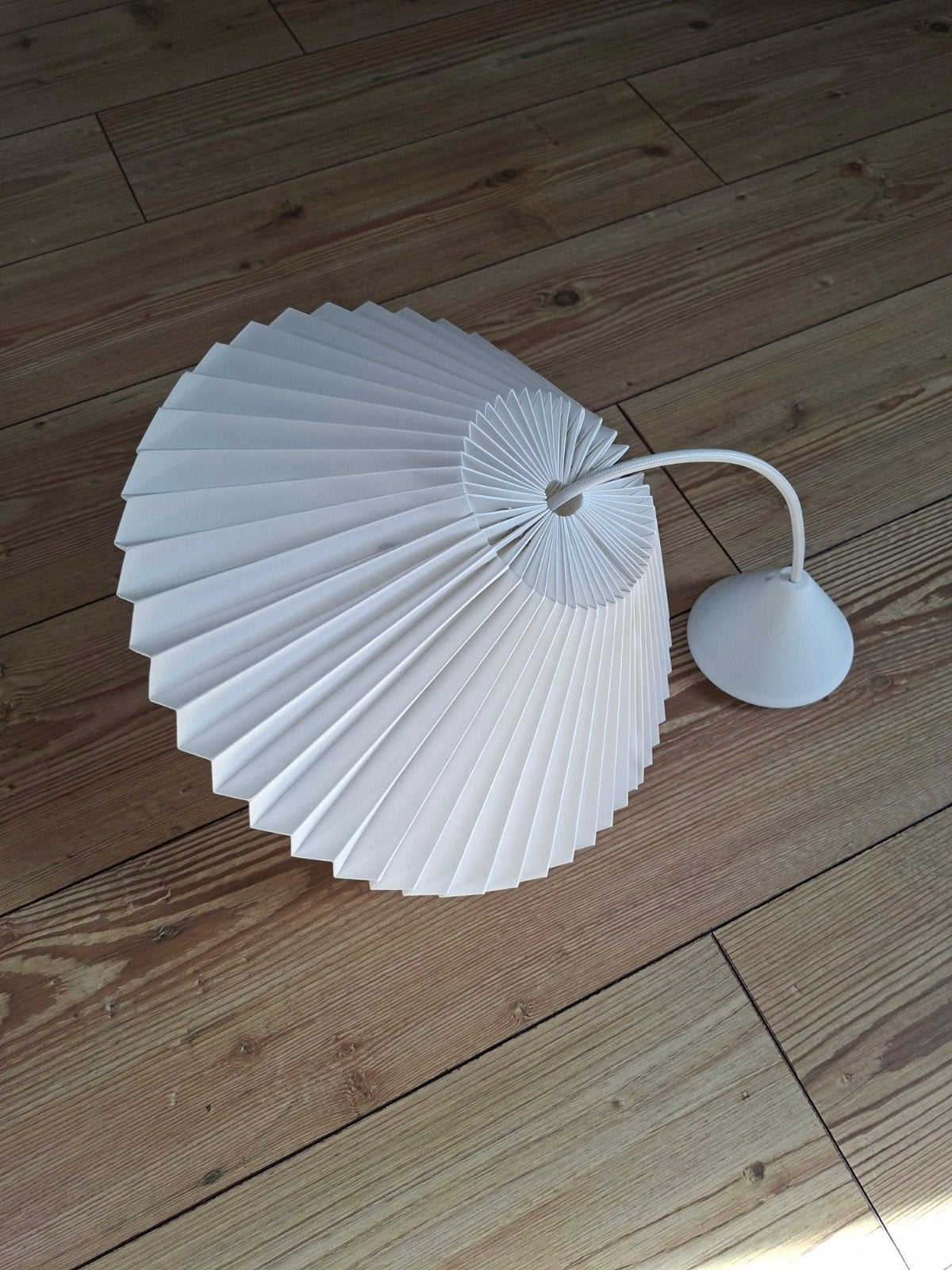 Plissé hanglamp, wit, diameter 35 cm, Ophalen, Gebruikt, Textiel, E27 (groot)