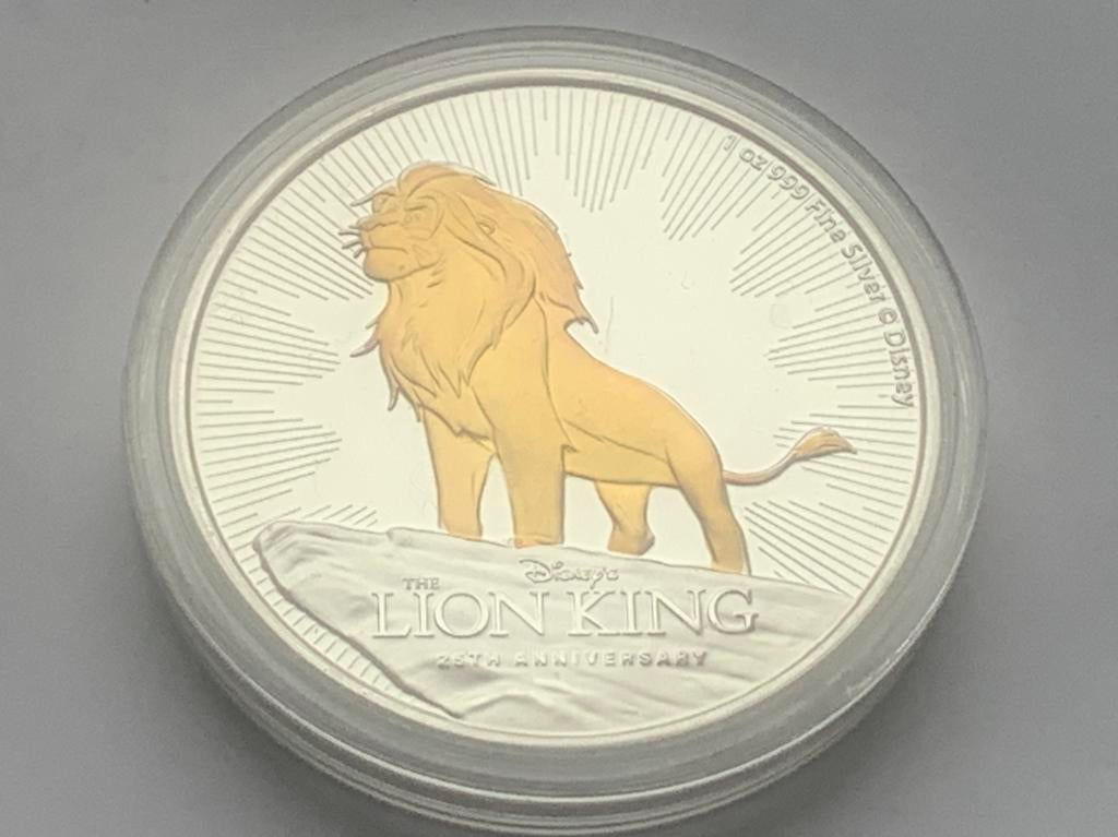 Zilveren munt 1 oz met vergulde leeuw 2019 elisabeth 2, Postzegels en Munten, Ophalen of Verzenden, Zilver