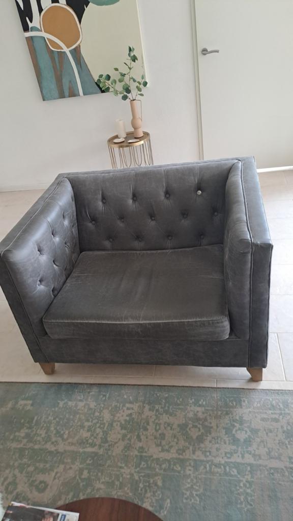 Riviera Maison fauteuil, Huis en Inrichting, Ophalen, Gebruikt, 75 tot 100 cm, Leer