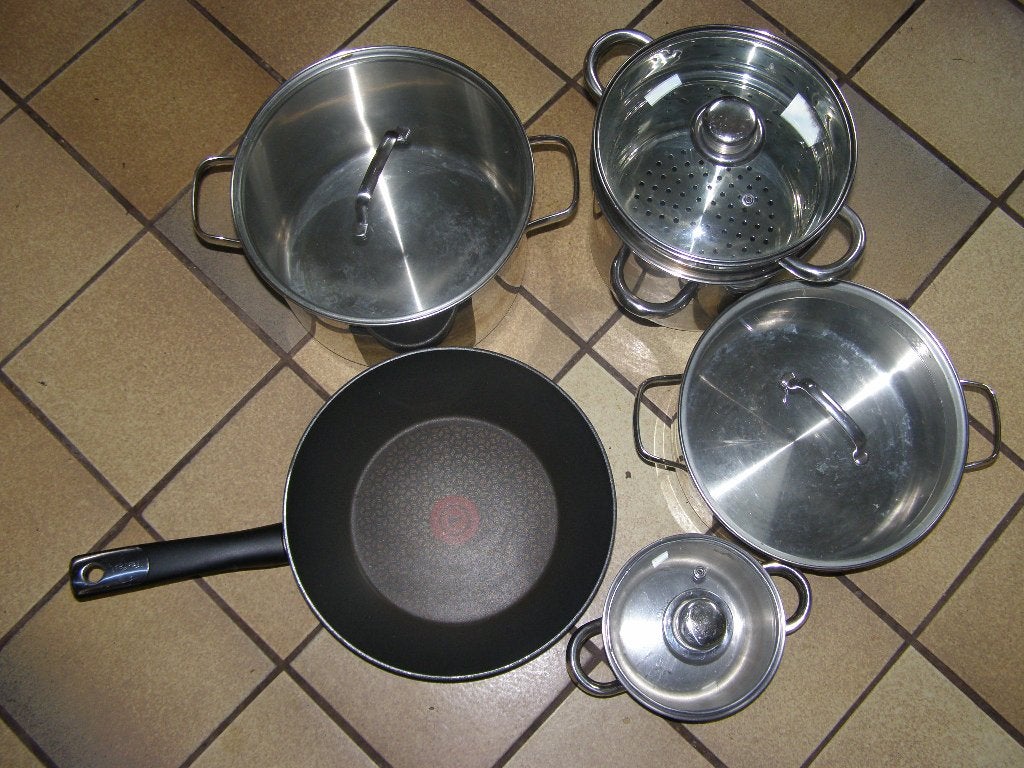 z.g.a.n pannen voor op gas kookpannen bakpan., Huis en Inrichting, Ophalen of Verzenden, Gebruikt, Rvs, Koekenpan of Braadpan