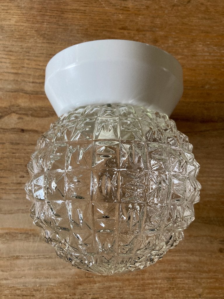 Vintage lampenbol schroefkogel helder glas rond bol, Ophalen of Verzenden, Gebruikt, Glas