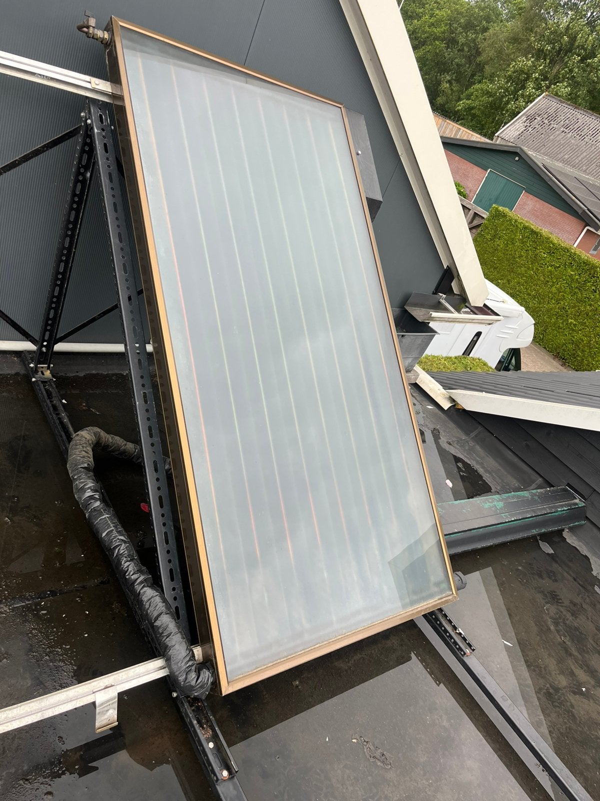 Zonneboiler vlakke plaat collector, Doe-het-zelf en Verbouw, Geisers en Boilers, Minder dan 20 liter, Ophalen, Gebruikt, Boiler