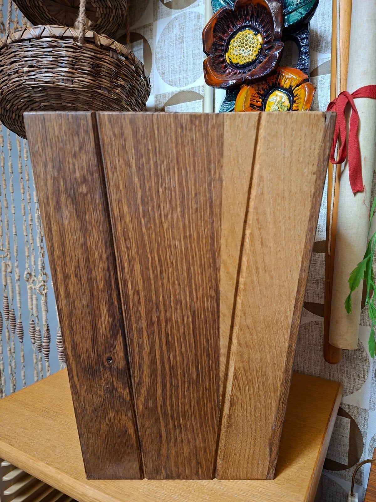 Houten Papierbak- Opbergbak - Plantenbak Brutalist VINTAGE