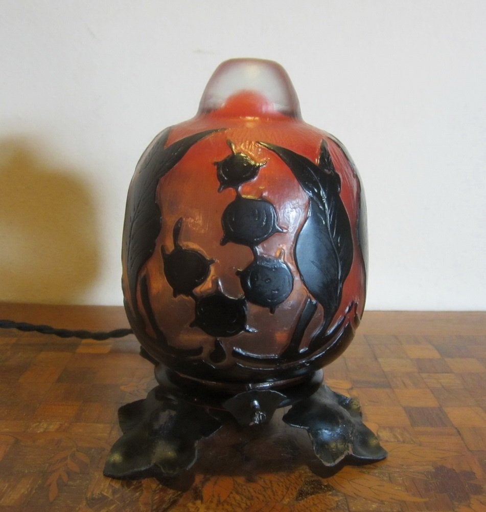 SCHNEIDER - Le Verre Français veilleuse nachtlamp ca 1920, Antiek en Kunst, Antiek | Lampen, Verzenden