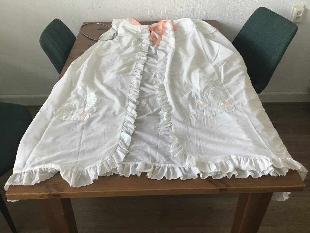 Vintage stijl wiegbekleding met bedbumper, Ophalen, Gebruikt, Wieg