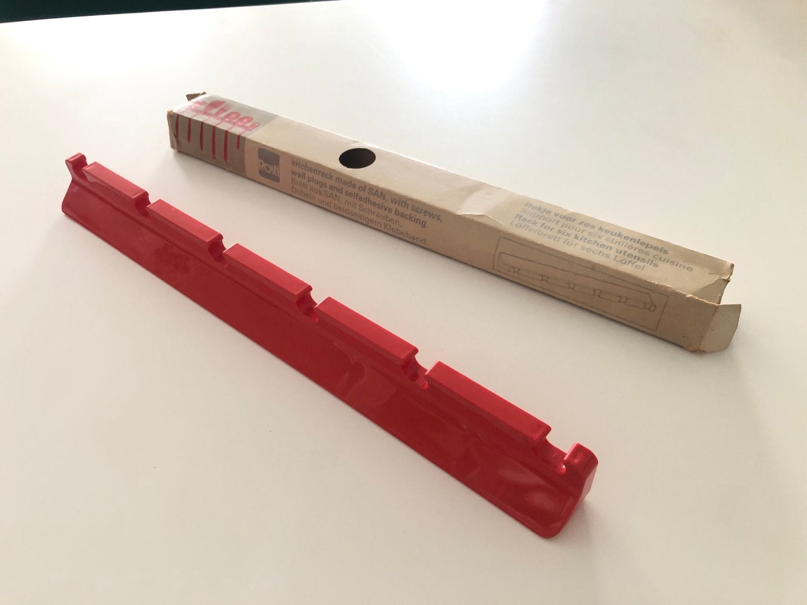 Vintage Mepal Rosti keukenrekje rood - nieuw in verpakking, Overige typen, Kunststof, Ophalen of Verzenden, Zo goed als nieuw