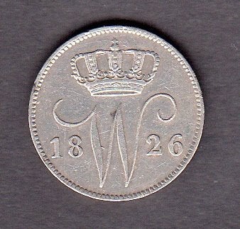 Willem I - 25 cent 1826 U a ZF+ - Sch.290, Postzegels en Munten, Munten | Nederland, Verzenden, Koning Willem I, 25 cent, Zilver