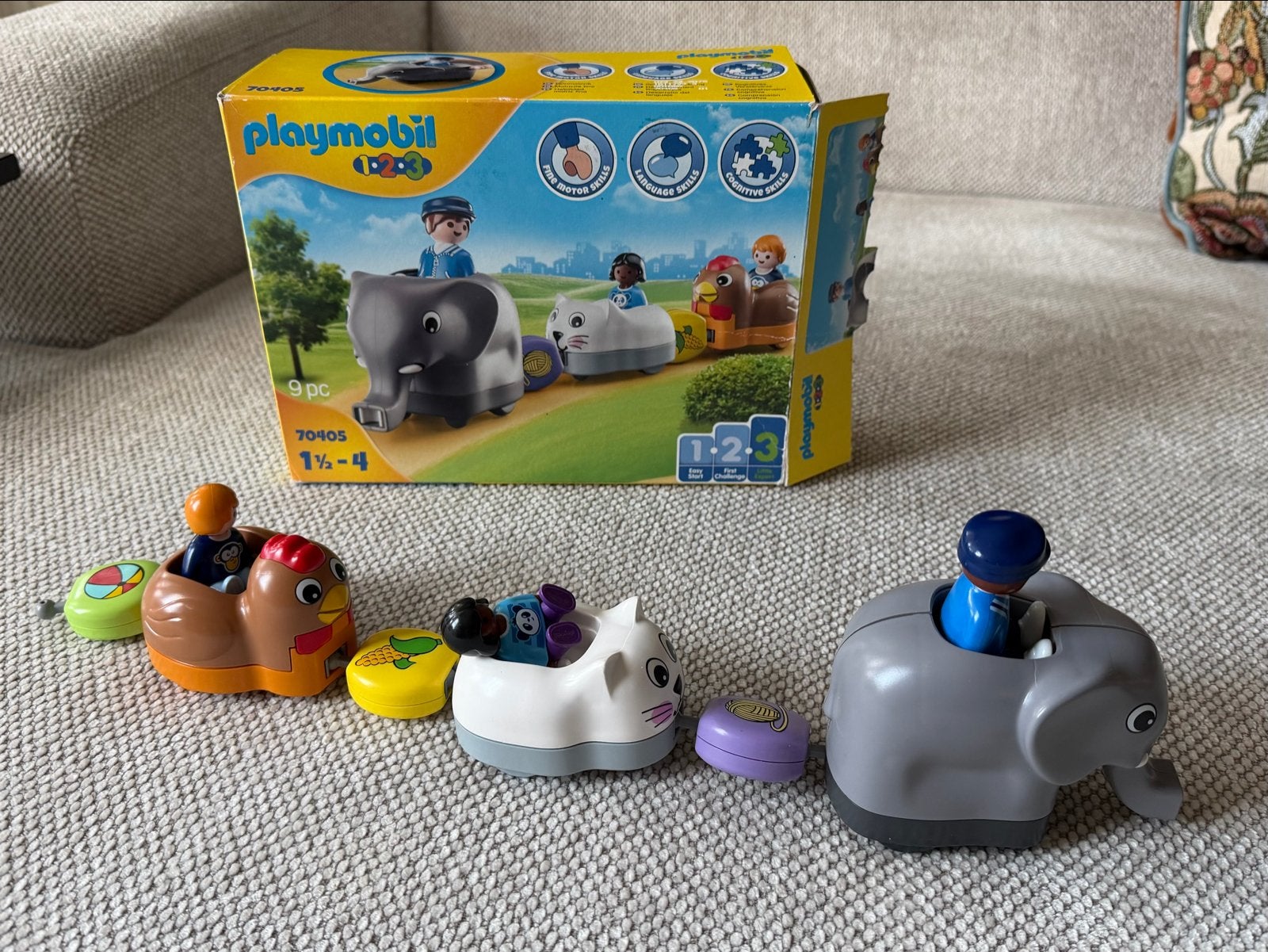Playmobil 1.2.3 Dieren Trein 70405, Ophalen of Verzenden, Zo goed als nieuw, Overige typen, Met wieltjes