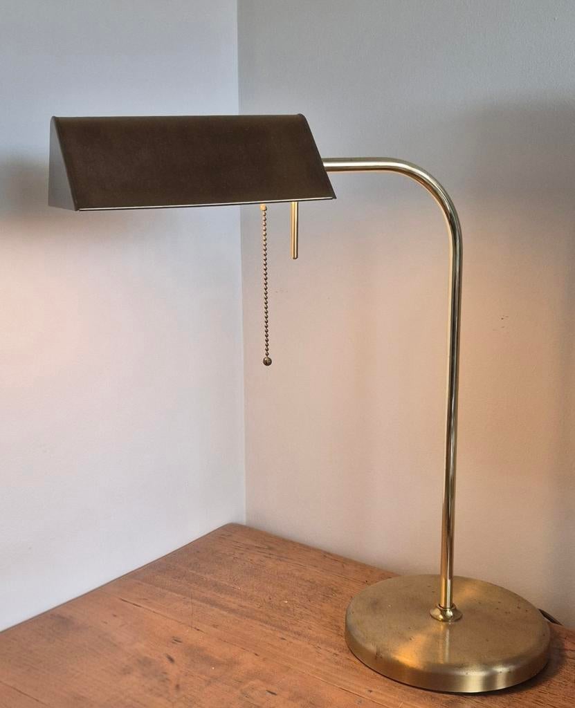 Vintage Messing Bureaulamp met Trekketting Retro Jaren 70, Ophalen