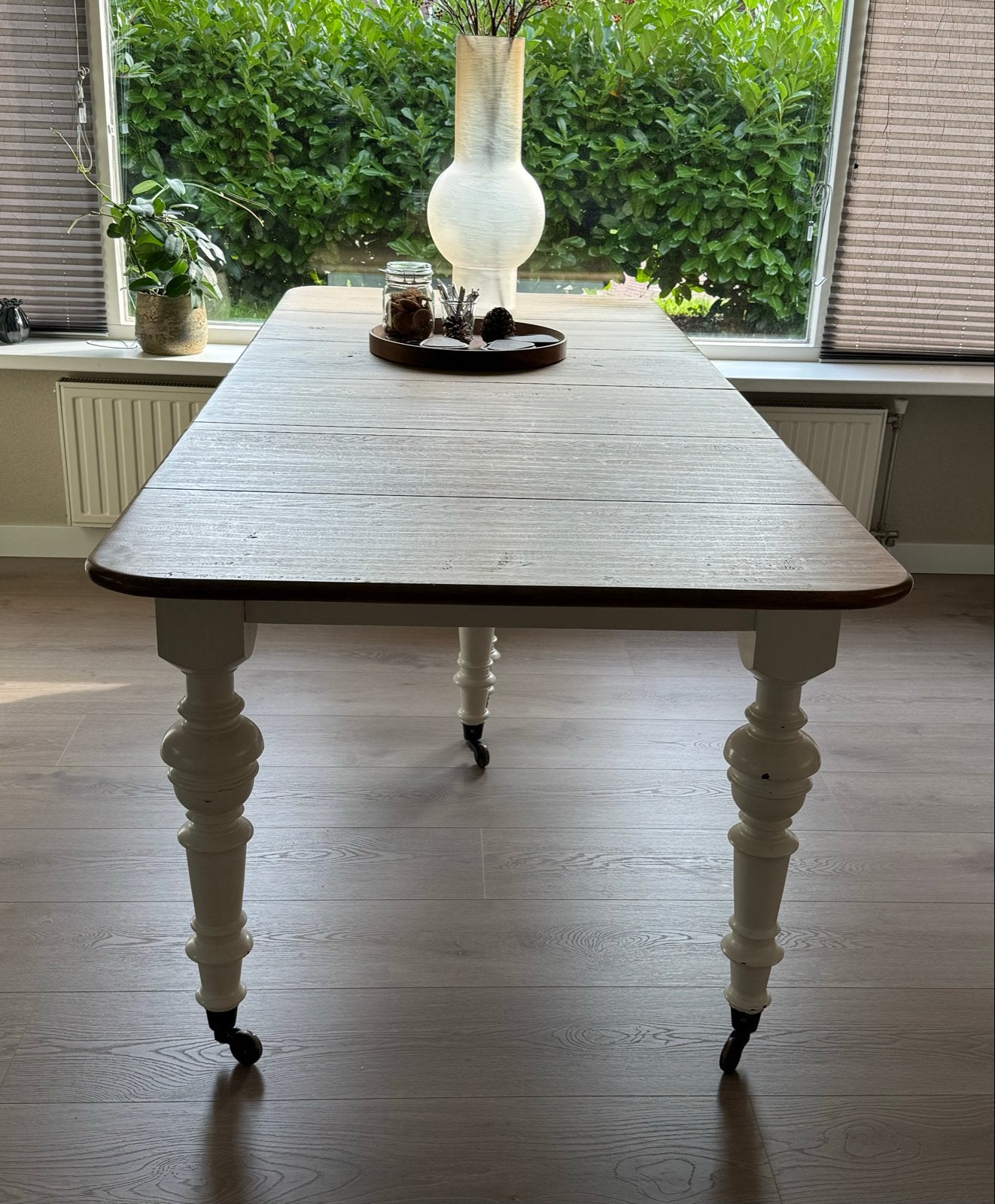 Uitschuifbare eettafel met wielen - Landelijke stijl max 3 m, Ophalen