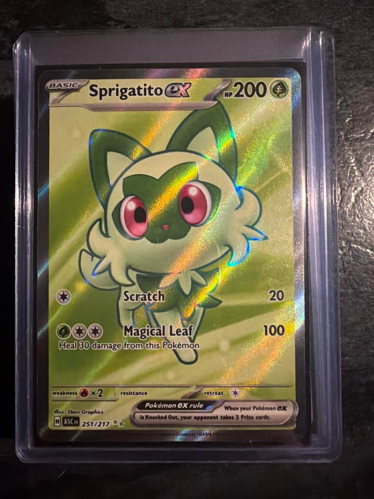 Sprigatito ex 251/217 - Pokémon Kaart (Foil), Ophalen of Verzenden, Zo goed als nieuw, Losse kaart, Foil