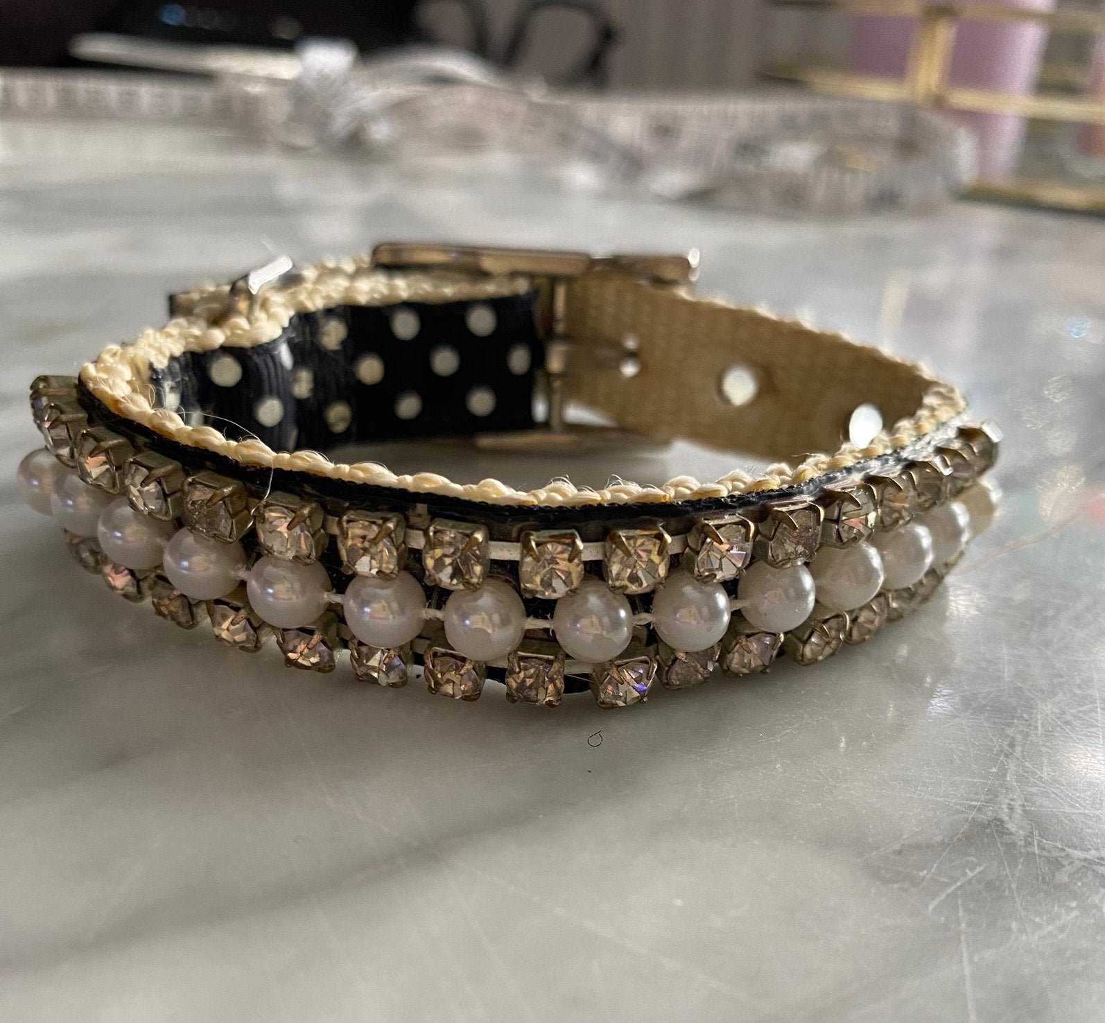 Polkadot halsband chihuahua hond parel, Ophalen of Verzenden, Zo goed als nieuw