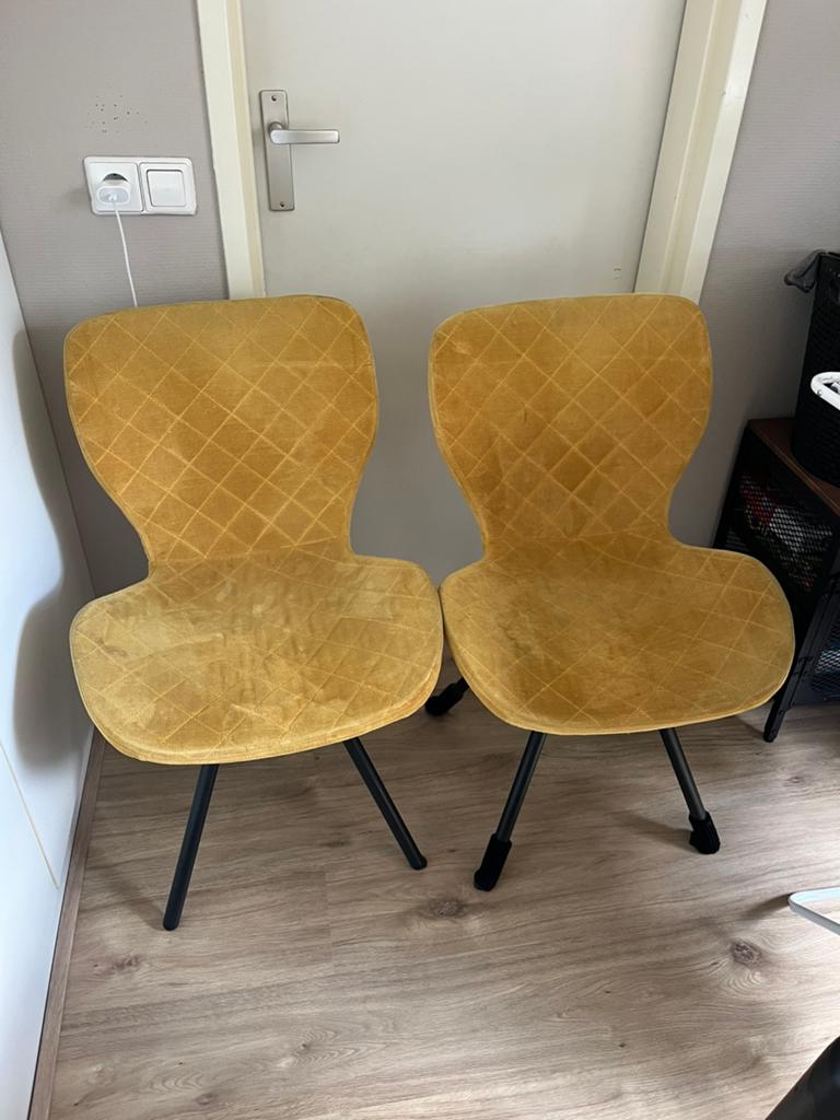 4 oker gele stoelen, Ophalen, Gebruikt, Overige kleuren, Vier