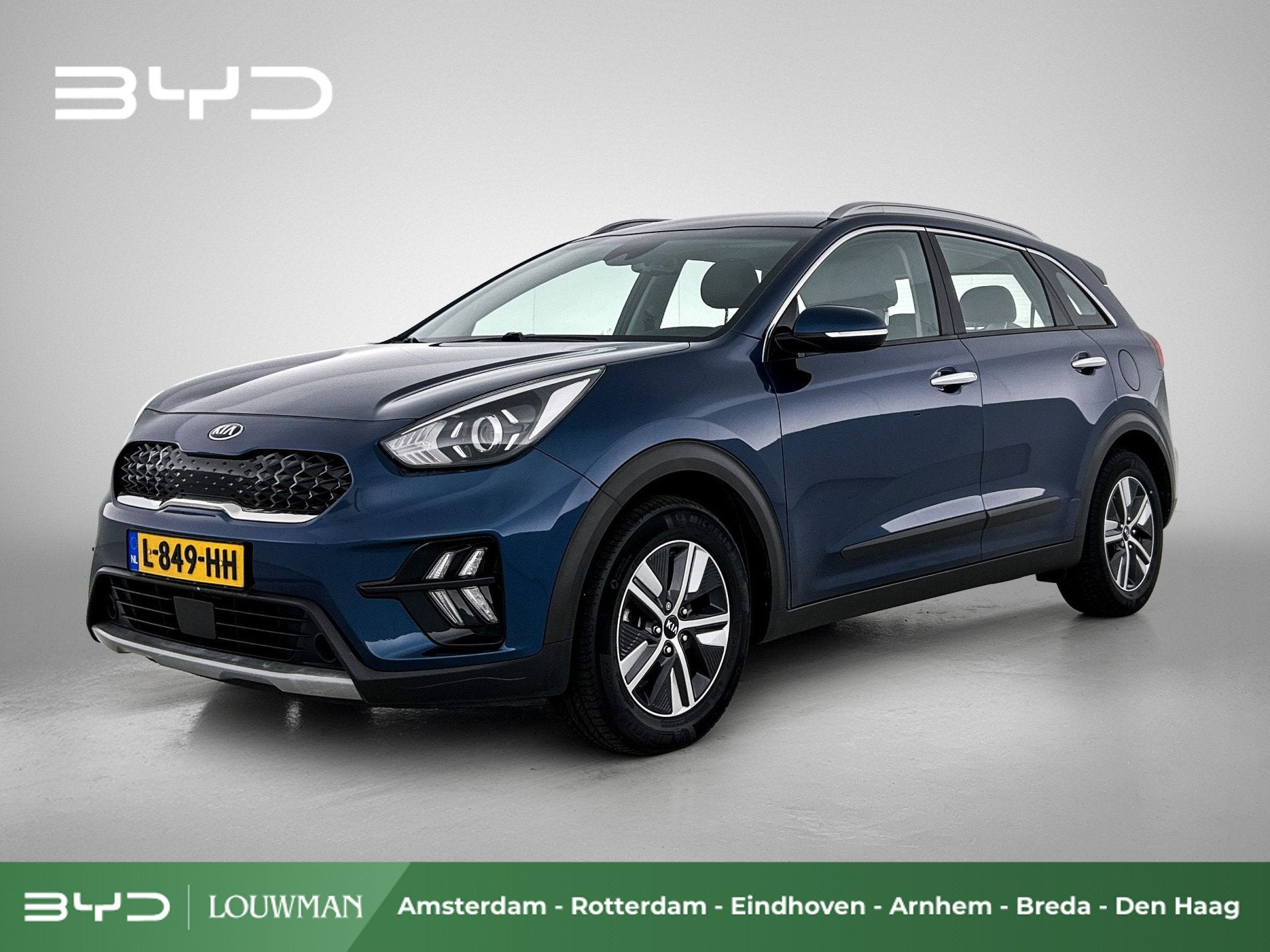Kia Niro 1.6 GDi Hybrid DynamicLine | Eerste eigenaar | Orig, Auto's, Gebruikt, Blauw, Leder en Stof, Origineel Nederlands
