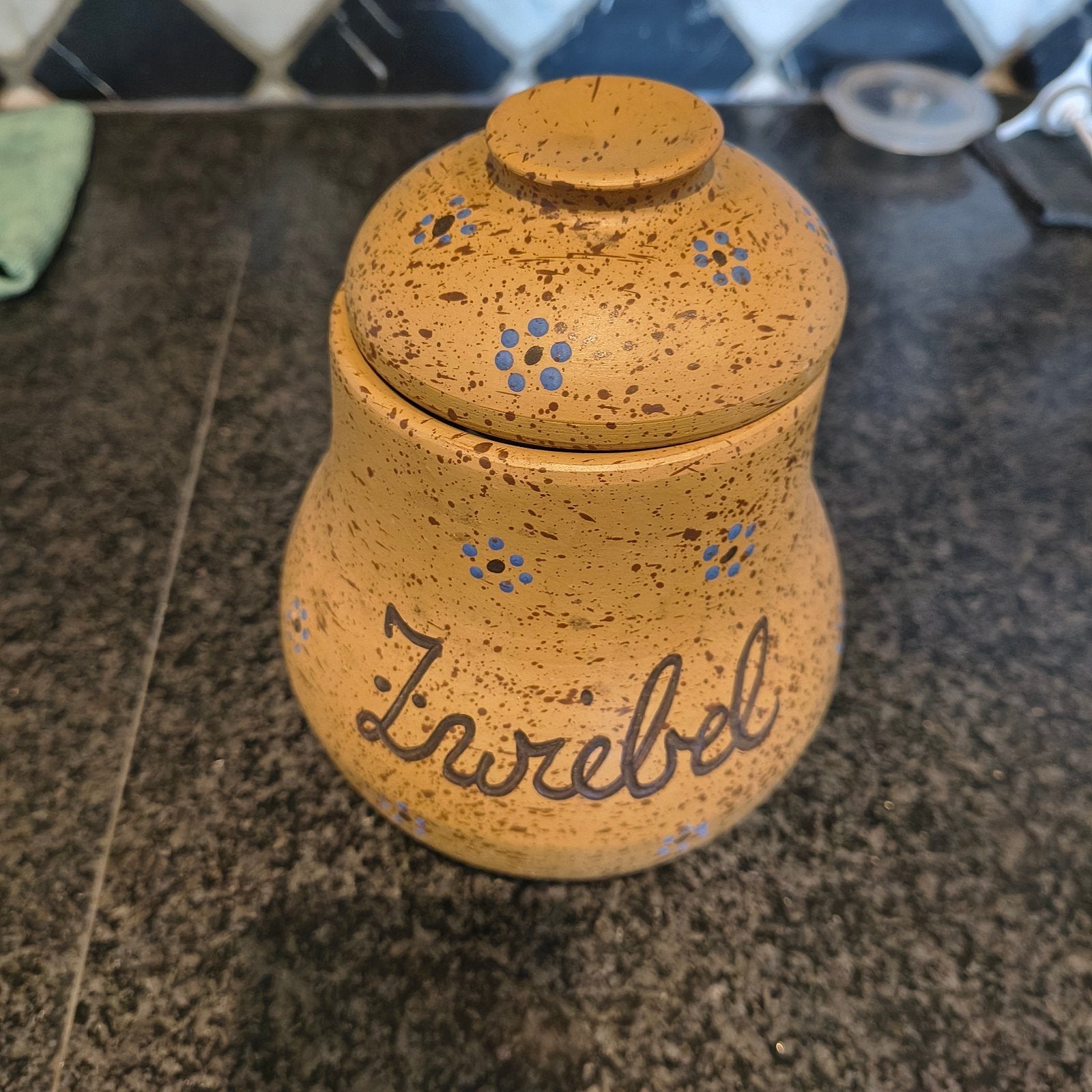 Vintage Aardewerken Uienpot met Deksel - Handbeschilderd, Ophalen