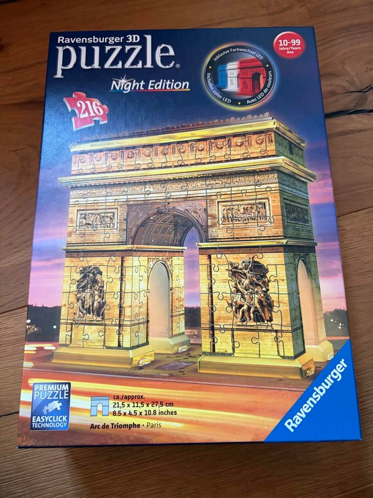Ravensburger 3D Puzzel Arc de Triomphe Night Edition, Hobby en Vrije tijd, Denksport en Puzzels, Ophalen of Verzenden, Nieuw, Rubik's of 3D-puzzel