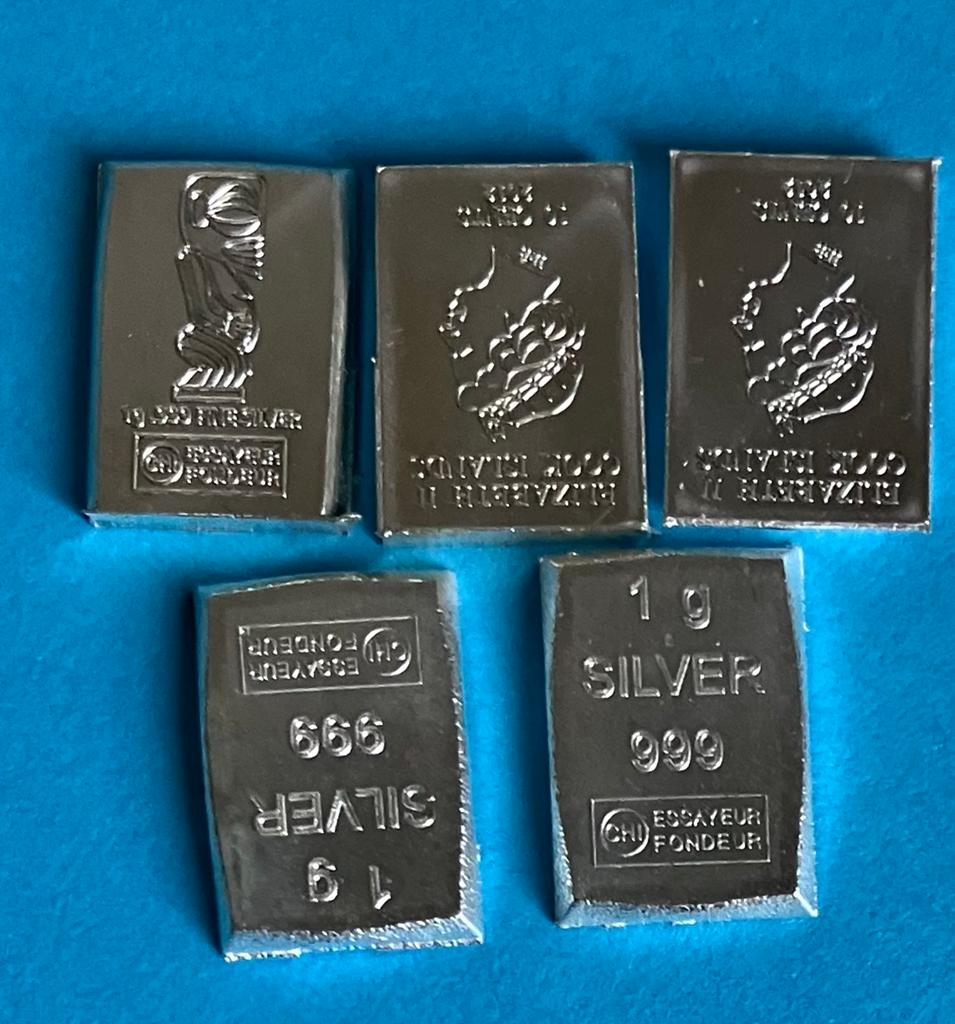 5 x 1 gram zilver baartje Valcambi, Postzegels en Munten, Edelmetalen en Baren, Ophalen of Verzenden, Zilver