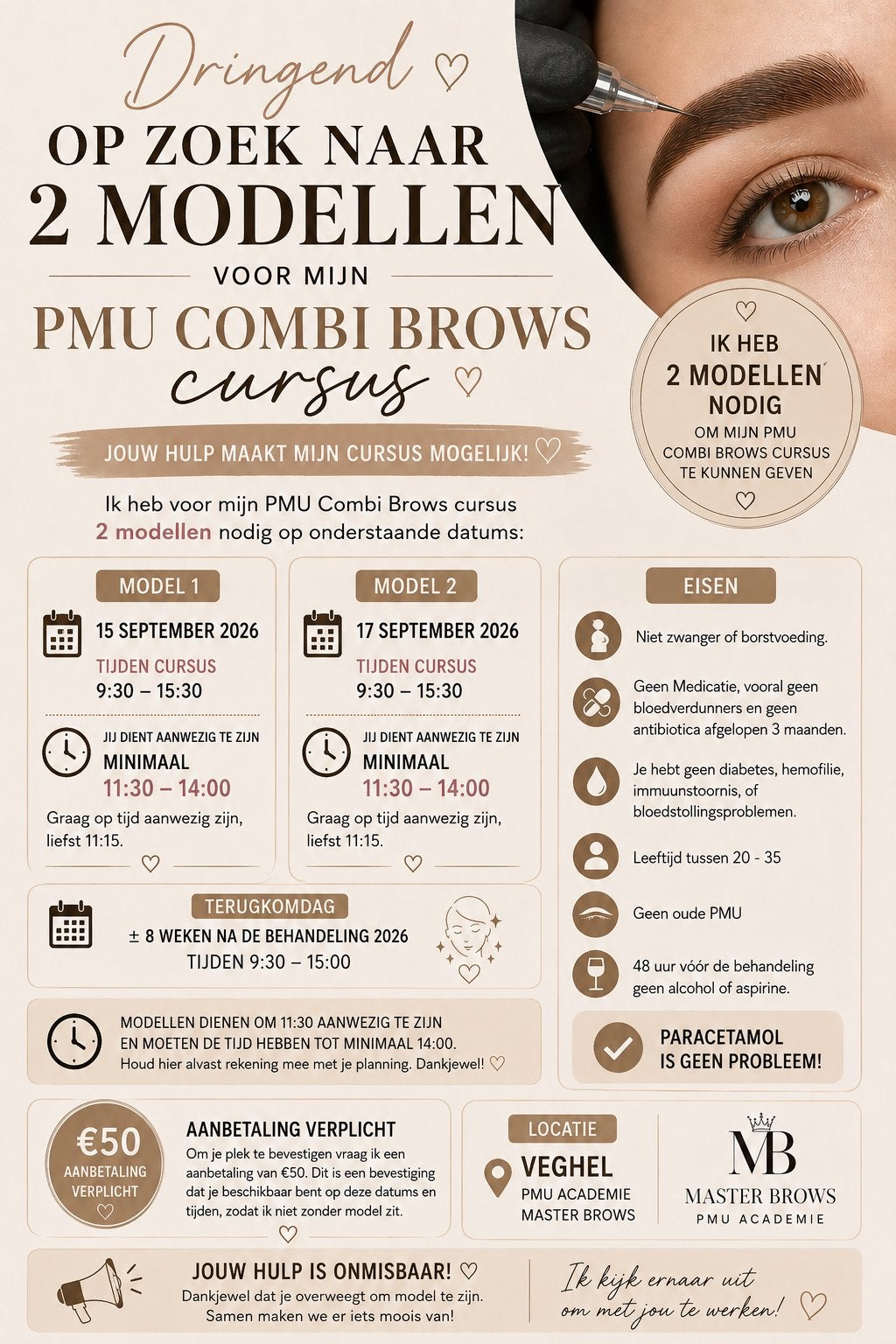 PMU COMBI BROWS, Thuisstudie, Hobby of Vrije tijd