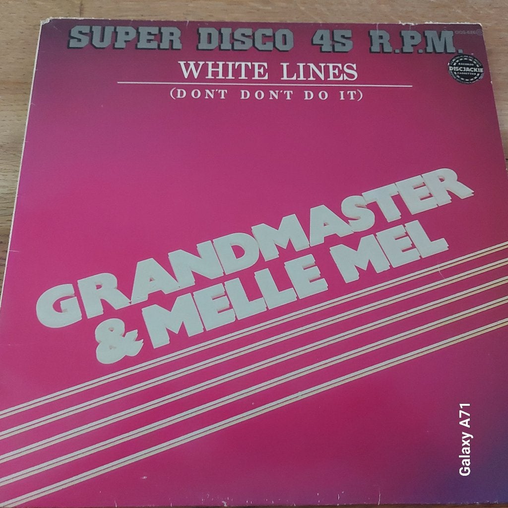 12" Maxisingel Grandmaster & Melle Mel- White Lines (1983), Gebruikt, Maxi-single, 1980 - 1989, Ophalen of Verzenden